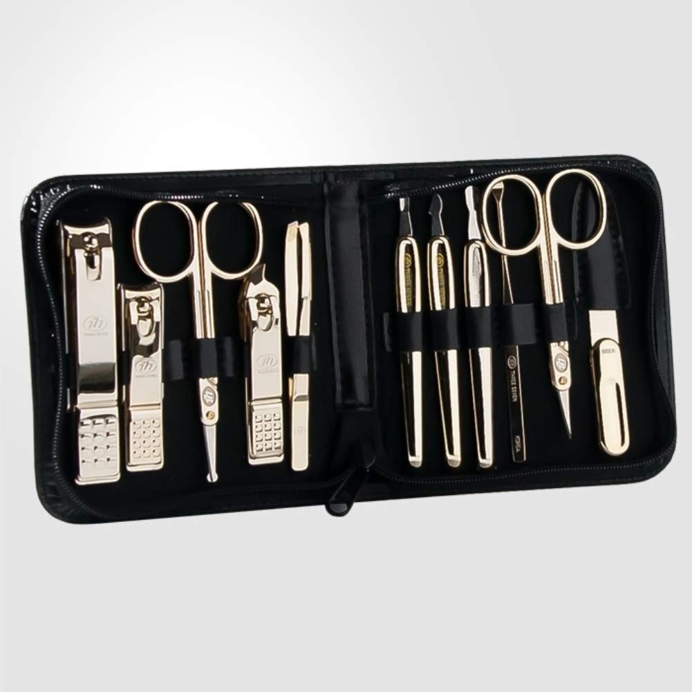 Three Seven (777) 11-Piece Grooming Kit - Stainless Steel, Black/Silver, Ts-810Chrome