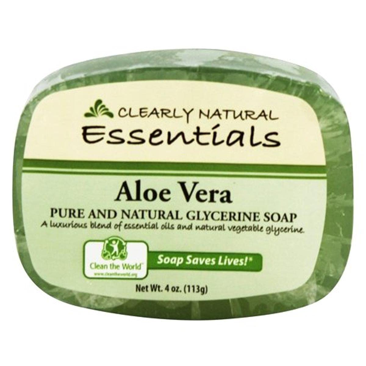 Clearly Natural Aloe Vera Glycerine Soap - 4 Oz Pure & Natural Moisturizing Cleanser