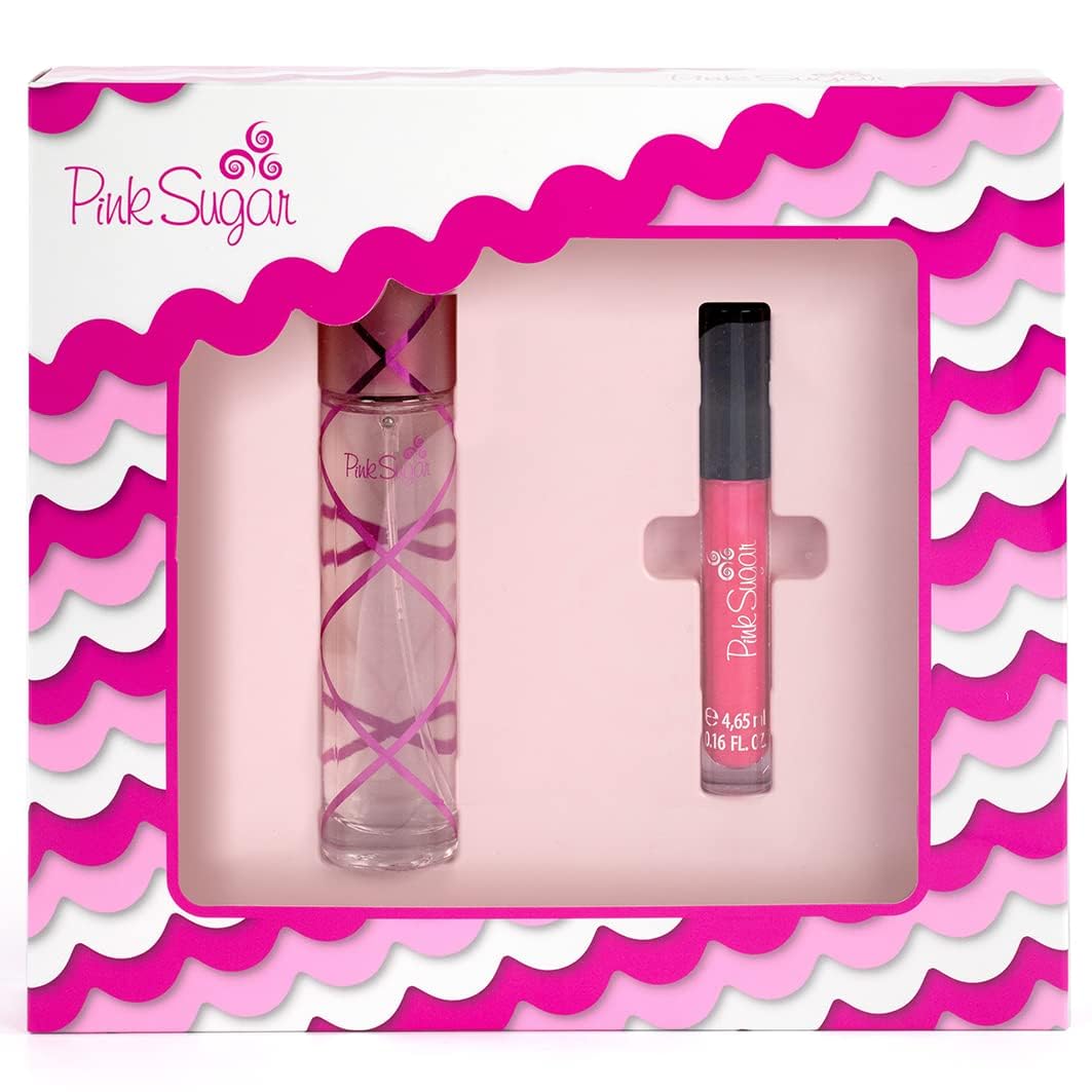 Pink Sugar Travel Size Gift Set For Women - Eau De Toilette Perfume & Lip Gloss, 1.7 Fl Oz