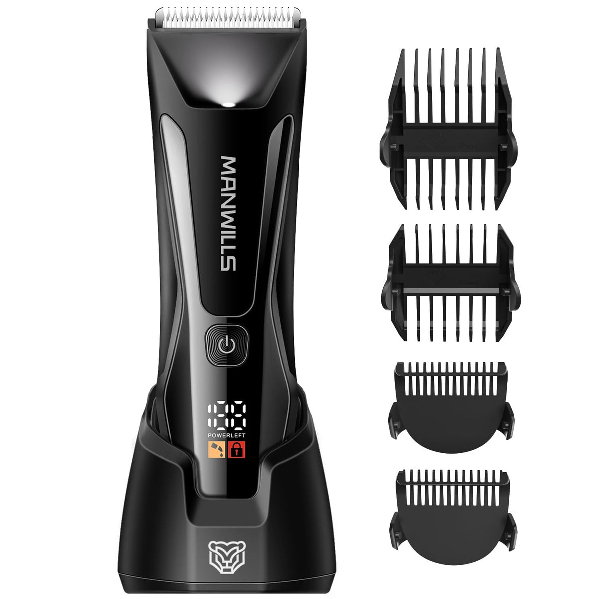 Manwills Electric Body Hair Trimmer For Men - Waterproof, Ceramic Blade, 120 Mins Cordless Use