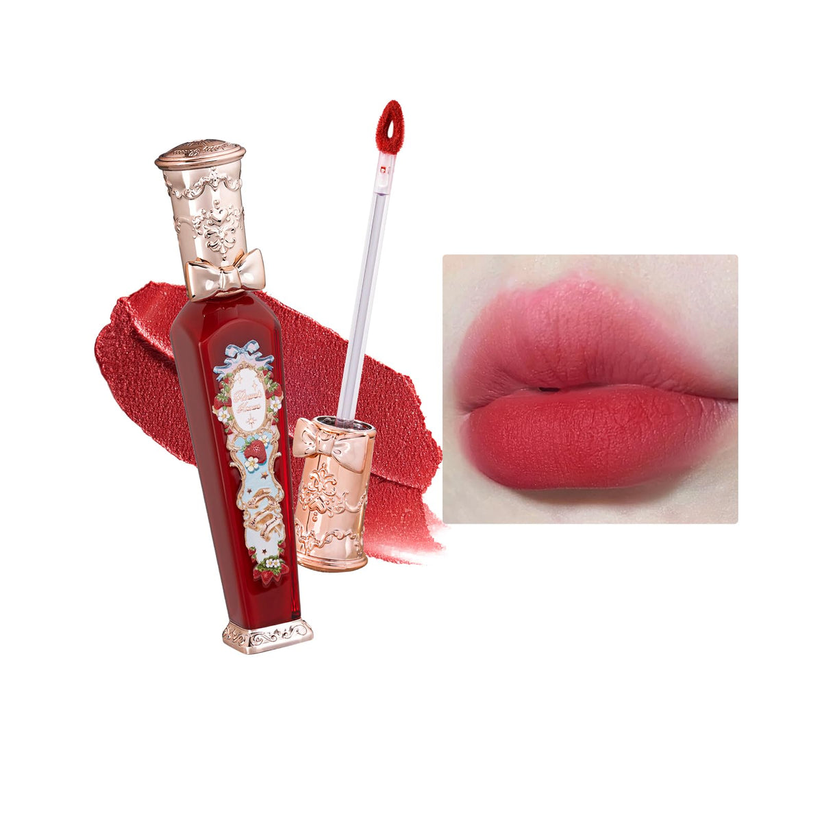 Flower Knows Strawberry Rococo Cloud Lip Cream - Matte Liquid Lipstick, 0.12 Fl Oz, S09 Crown