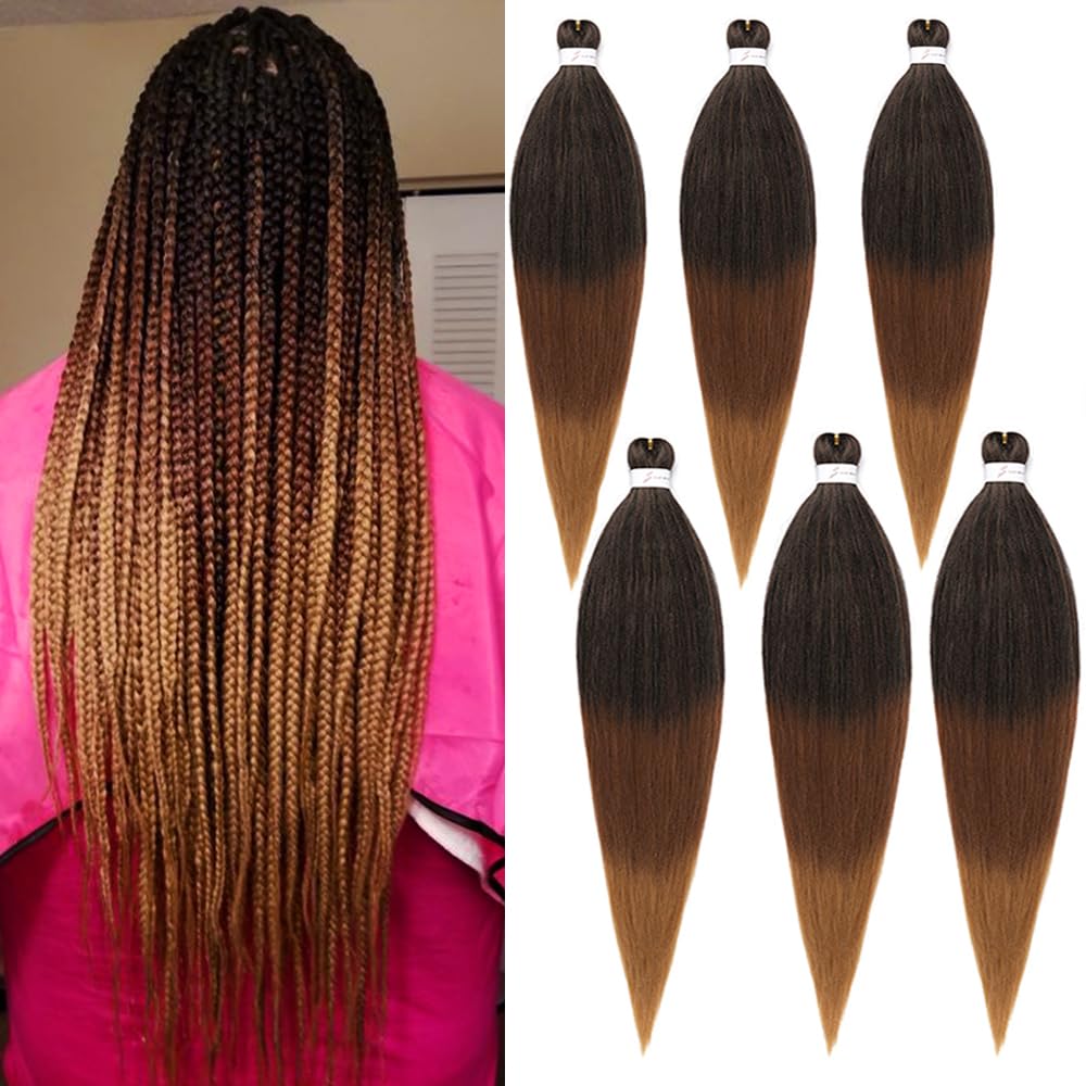 Umylar 16&quot; Pre-Stretched Ombre Braiding Hair Extensions - 6 Packs, Yaki Texture, 1B/