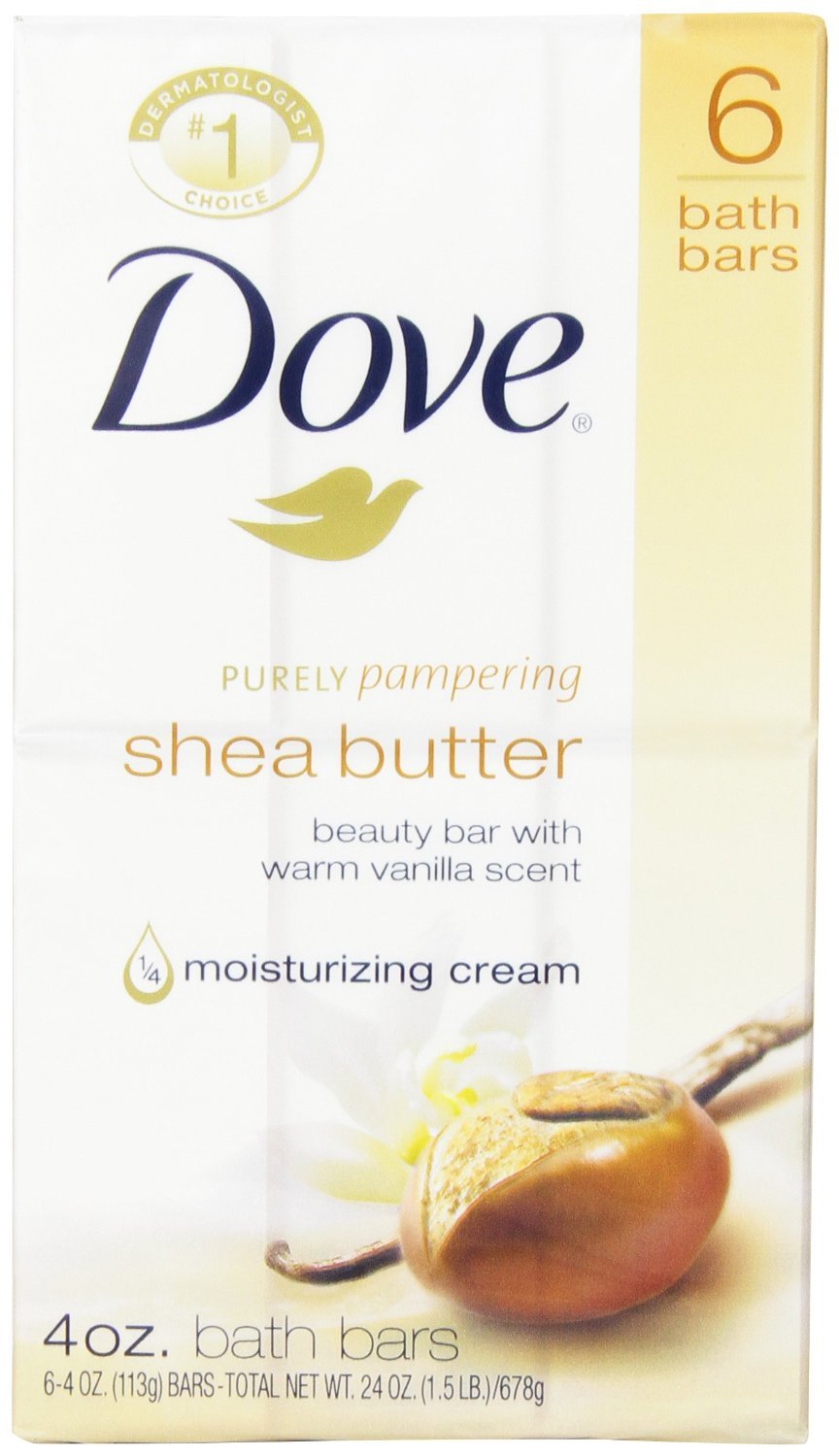 Dove Shea Butter Beauty Bar 3.75 Oz - 6 Pack, Moisturizing For Softer Skin