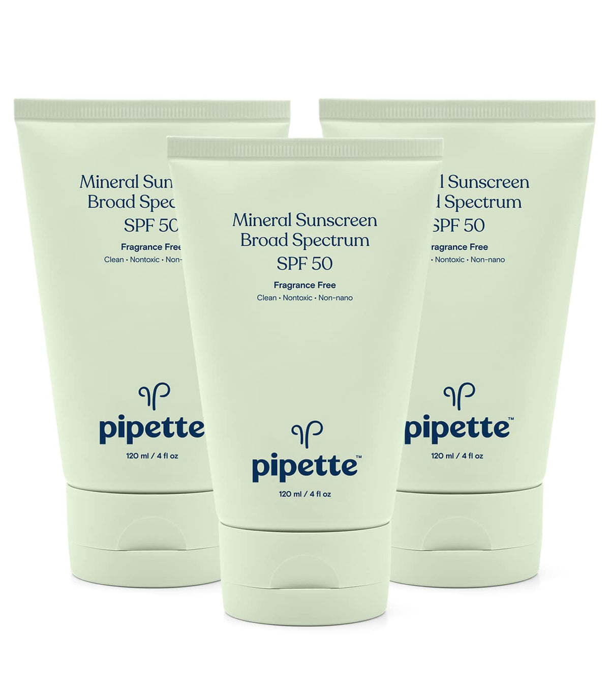 Pipette Mineral Sunscreen Spf 50 - Non-Toxic Baby Sunblock, 4Oz (3 Pack) For Sensitive Skin