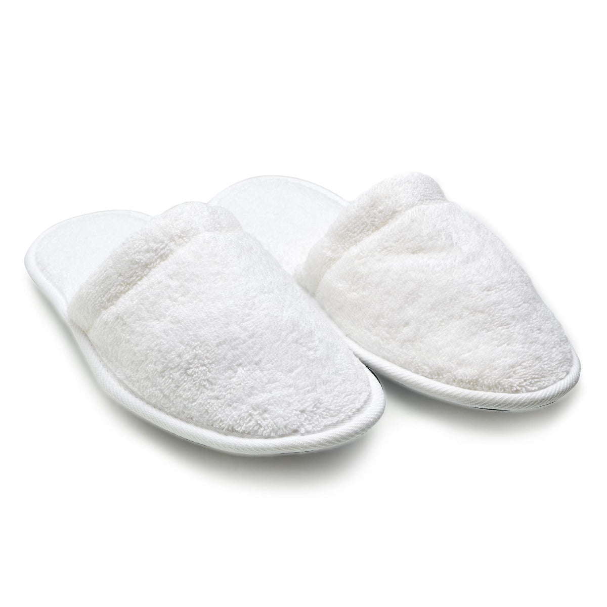 Arus Men'S White Cotton Terry Cloth Spa Slippers - Medium Wide Size