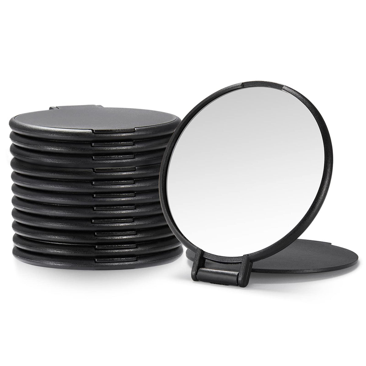 Qislee Round Makeup Mirror Set Of 12, Compact Black Mirrors For Purse, Travel & Gifts