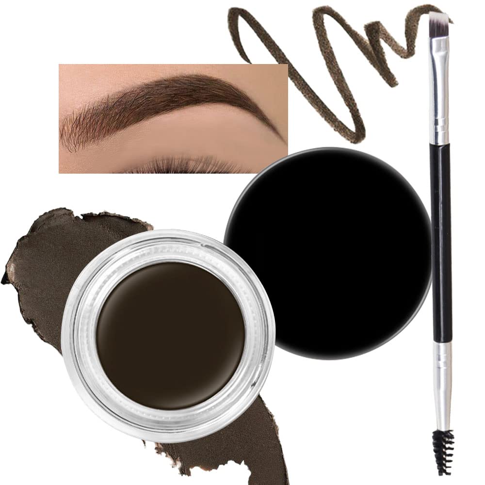 Evpct Eyebrow Pomade Kit - 2 Pcs Dark Brown Waterproof Gel & Dual-Ended Brush, 0.14 Oz