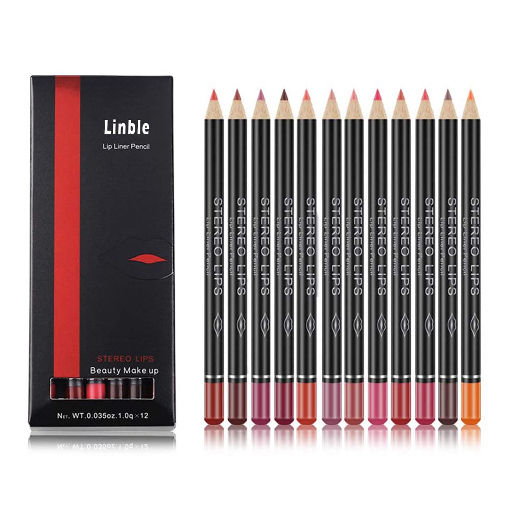 Linble Matte Lip Liner Pencil Set - 12 Waterproof Velvet Colors For Long Lasting Makeup