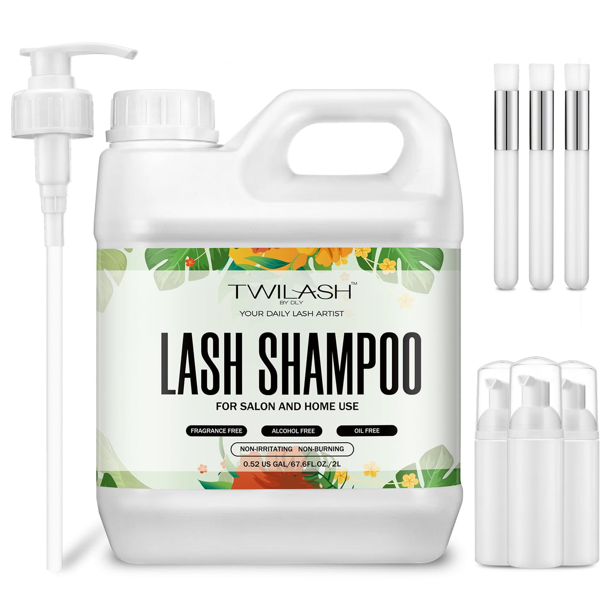 Twilash Eyelash Cleanser - 2L Lash Shampoo Bulk With Foam Pumps & Brushes For Salons/Home