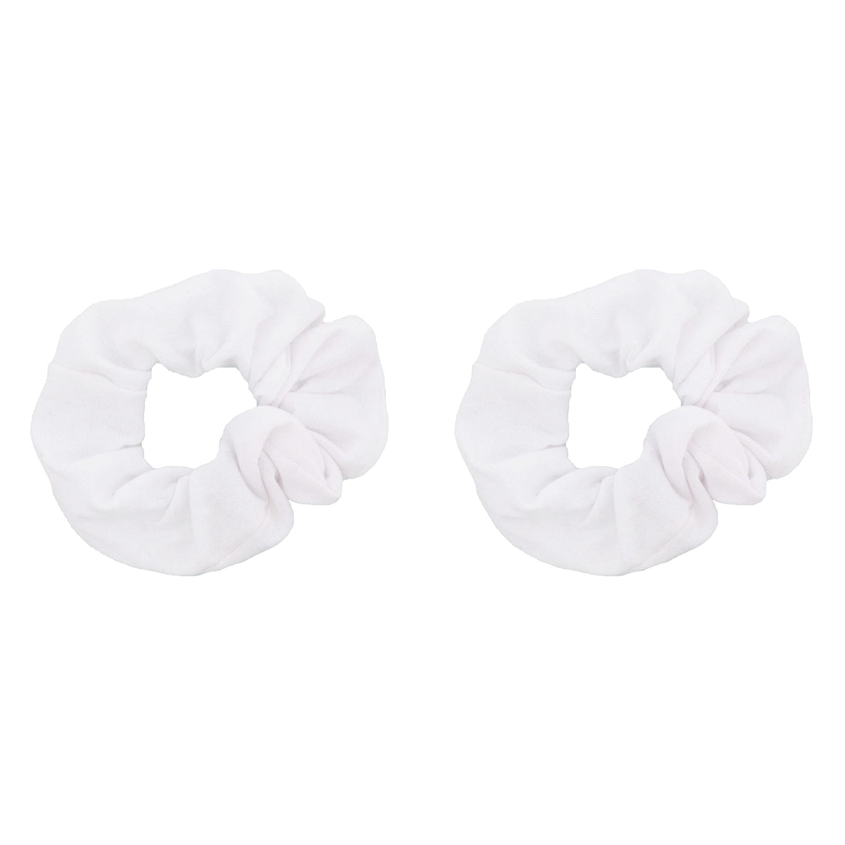 Motique Accessories Set of 2 Cotton Solid Scrunchies - White Hair Accessories