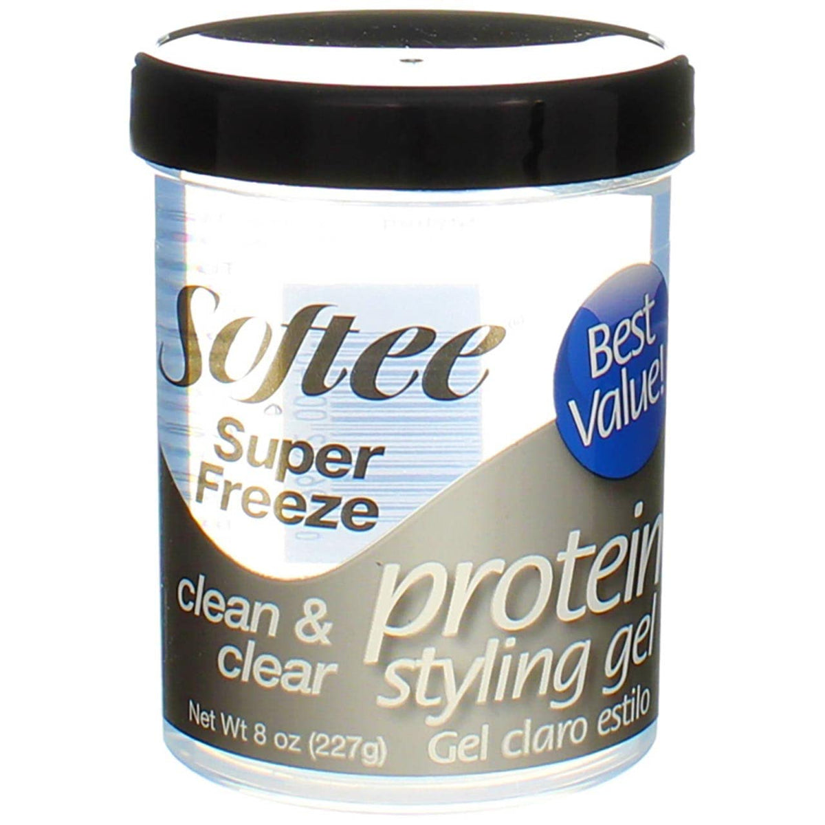 Softee Protein Super Freeze Hair Styling Gel - 8 Ounce, Strong Hold, Non-Flaking Formula