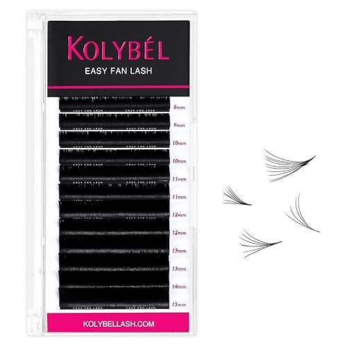 KOLYBEL Easy Fan Eyelash Extensions 0.03 D Curl 16mm Auto Blooming Volume Lashes