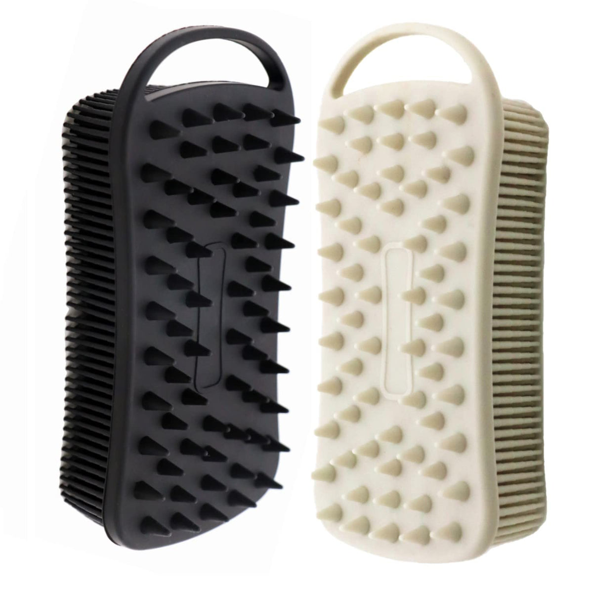 Cinlitek 2-Pack Silicone Body Scrubber For Exfoliating, Shower & Scalp Massage - Black & Gray