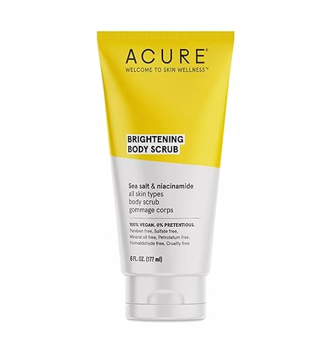 Acure Brightening Body Scrub - Exfoliating Clay & Sea Salt For Glowing Skin - 6 Fl Oz