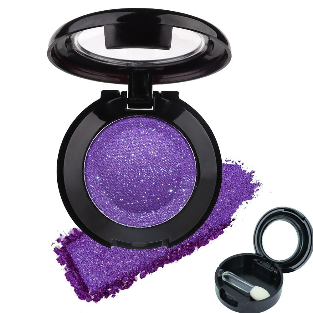 Cakaila Dark Purple Matte Shimmer Eyeshadow With Brush & Mirror, Longwear Waterproof, High Pigment