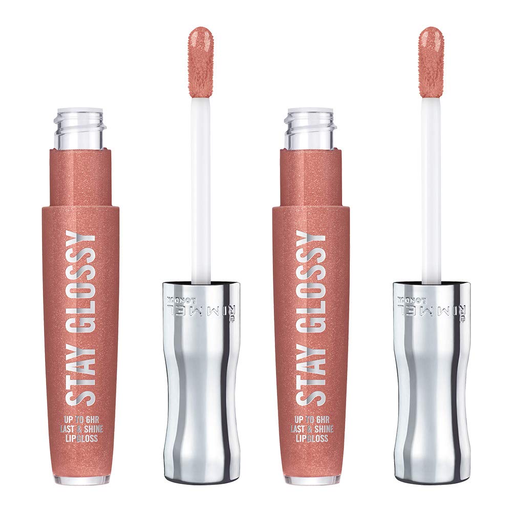 Rimmel Stay Glossy 6Hr Lip Gloss, Down To Gloss, 0.18 Fl Oz - Pack Of 2