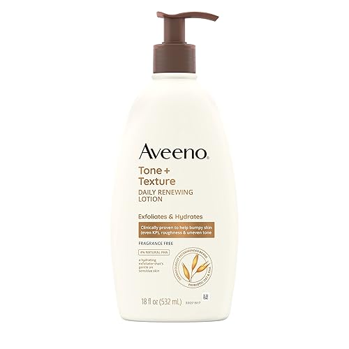 Aveeno Tone + Texture Daily Renewing Lotion, Exfoliating & Hydrating, Fragrance-Free, 18 Fl Oz