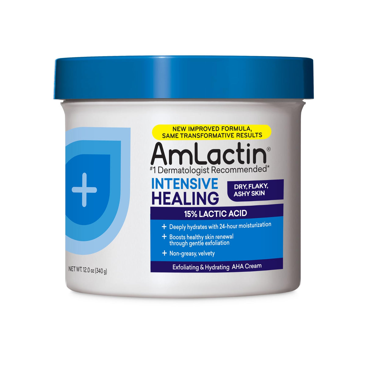 Amlactin Intensive Healing Body Cream, 12 Oz - 15% Lactic Acid, Moisturizer & Exfoliator