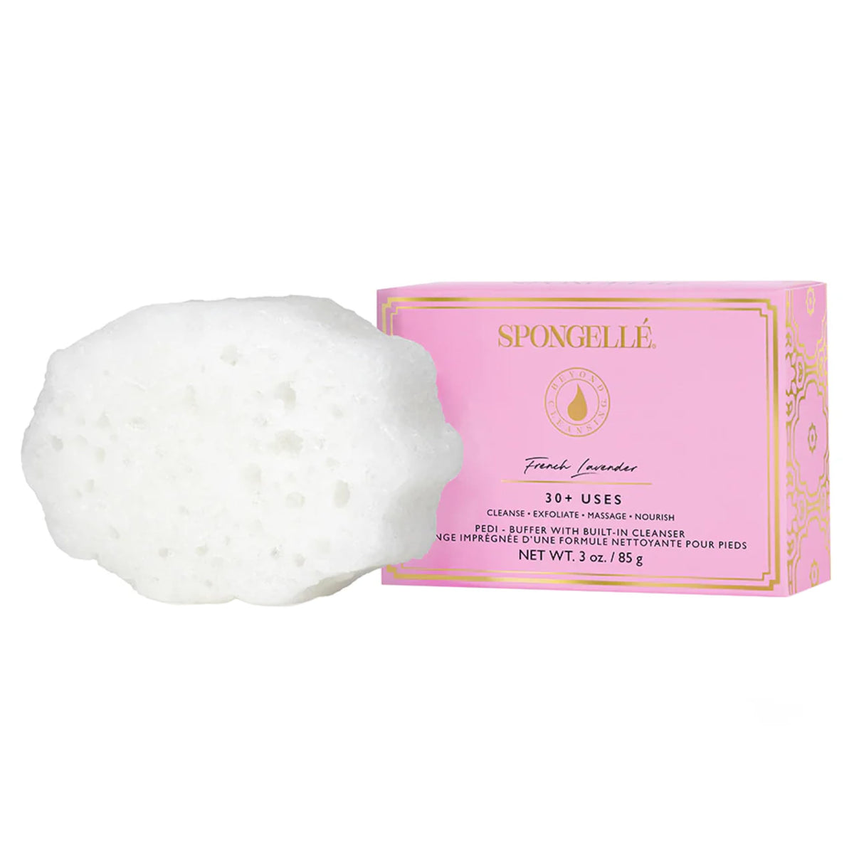 Spongellé Pedi Buffer - 30+ Uses Bath Mitts & Cloths, French Lavender, Loofah, 1 Count