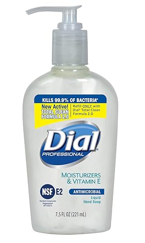 Dial Antibacterial Liquid Hand Soap With Vitamin E, 7.5 Oz Pump Bottle, Pack Of 12