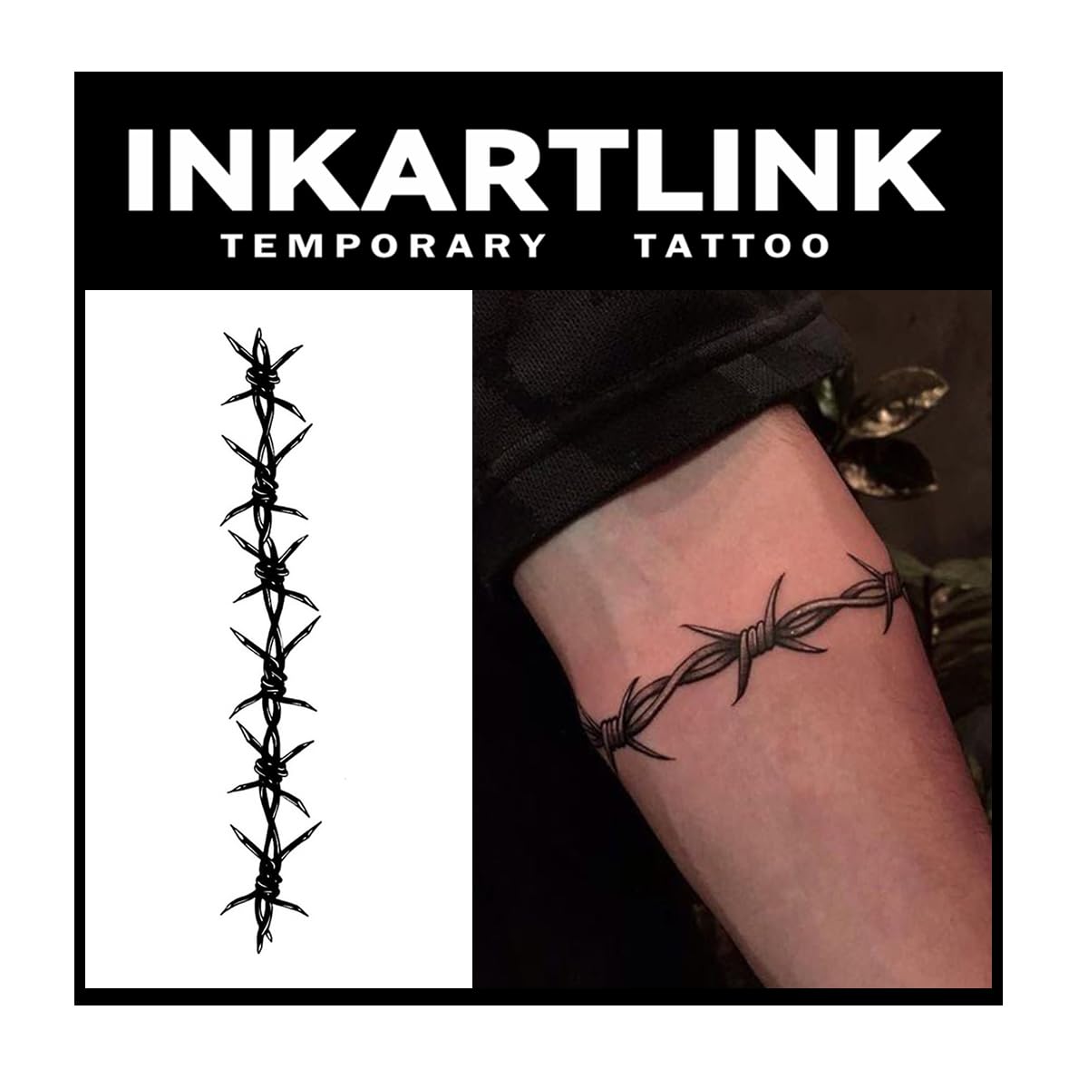 Inkartlink Semi-Permanent Tattoo, 3 Sheets Thorns Design, Waterproof, Realistic, Lasts 1-2 Weeks