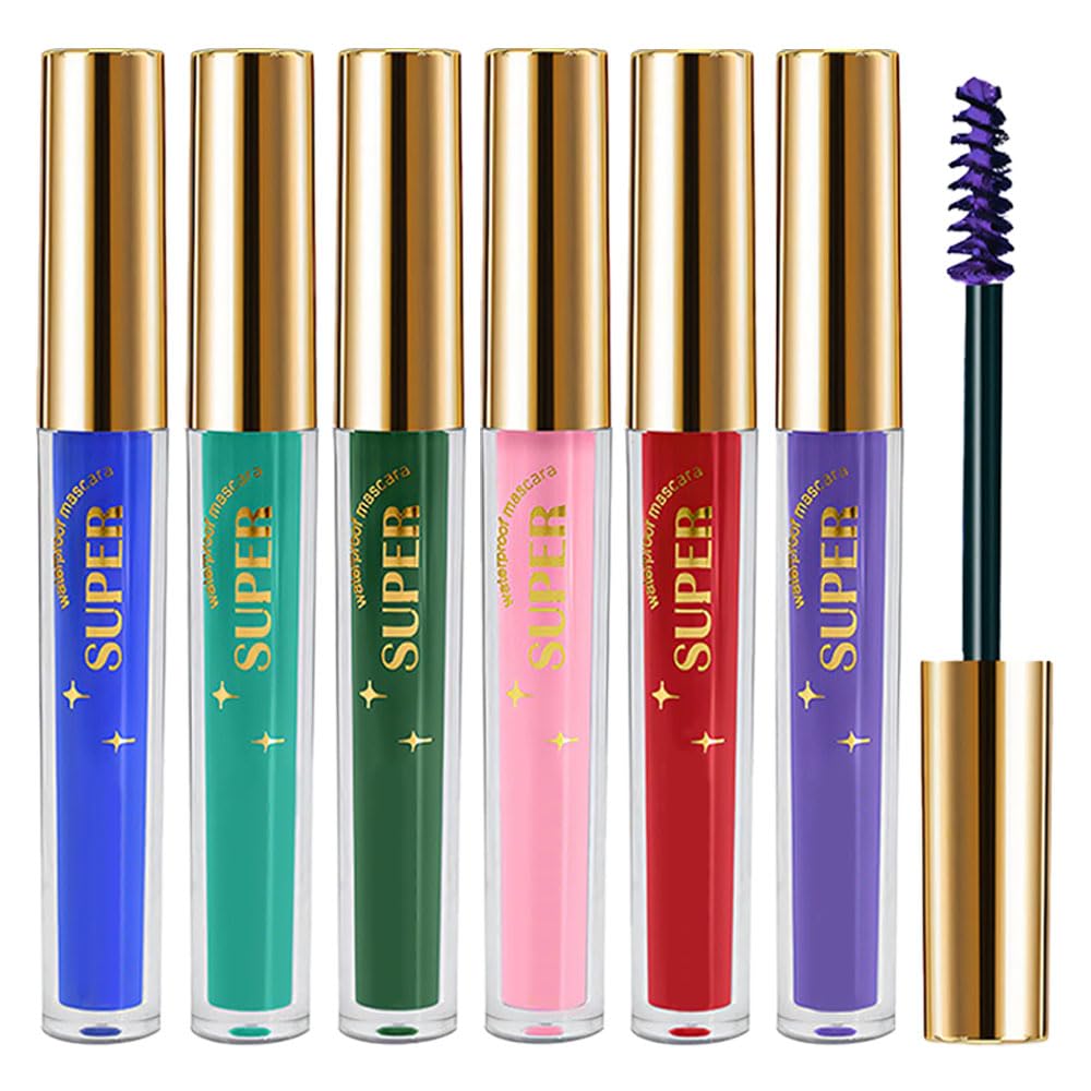 Wantuoluo Waterproof 6Pcs Colorful Mascara Set - Lengthening, Curling, Defining Formula