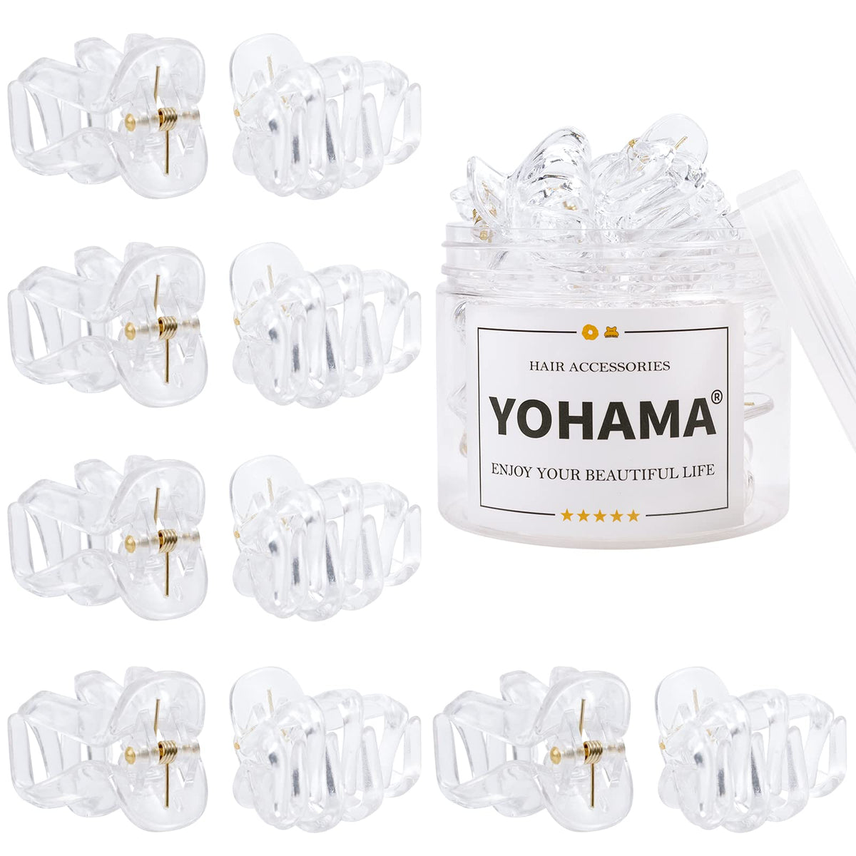 Yohama 10 Pcs Small Clear Octopus Claw Hair Clips - Durable Mini Jaw Clips For Thick Hair