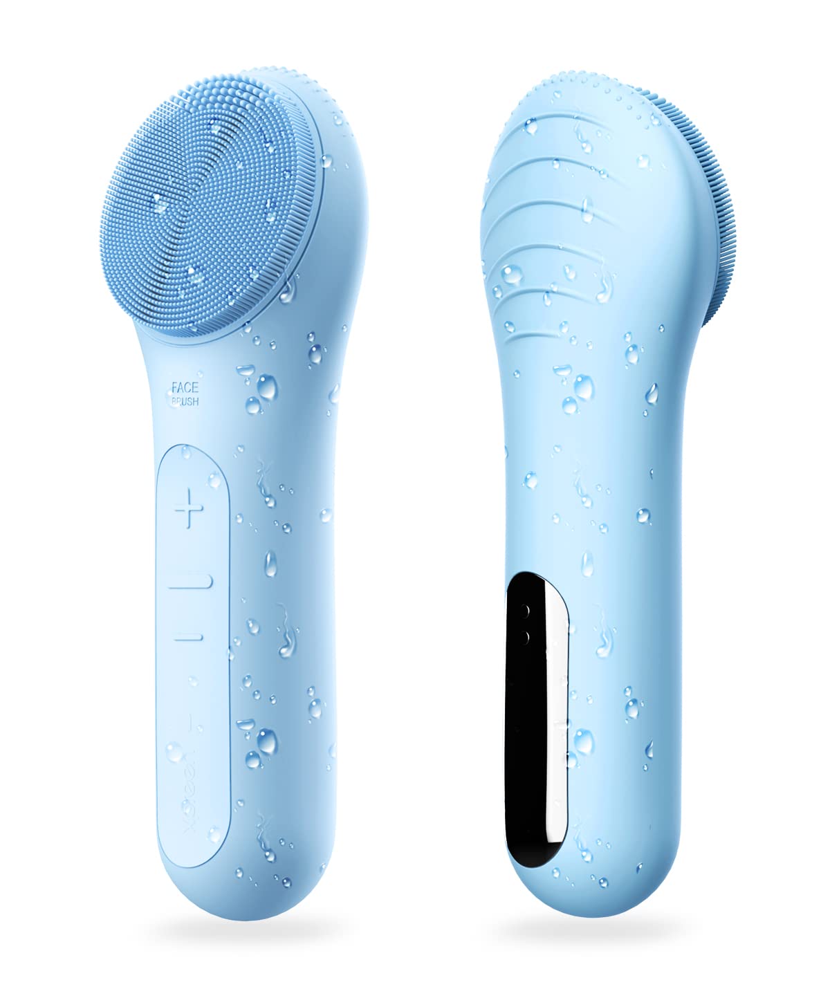 Någracoola Electric Facial Cleansing Brush - Waterproof, Rechargeable, Silicone, Light Blue