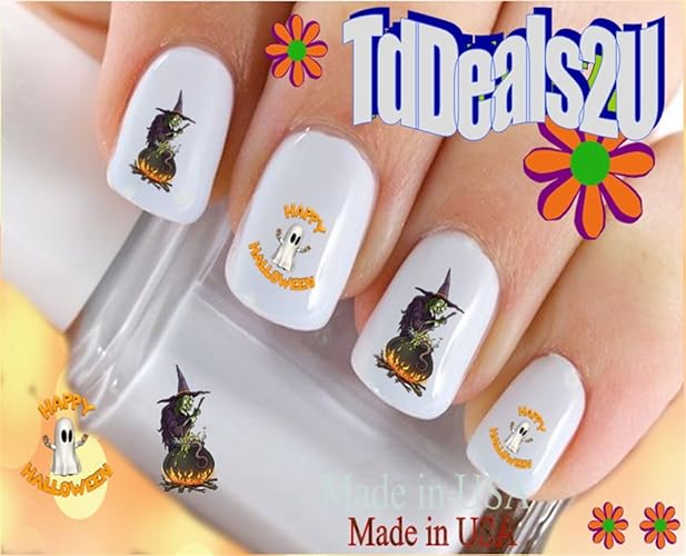 Hipzysticky Halloween Waterslide Nail Art Decals - Ghost & Witch Design, Made In Usa