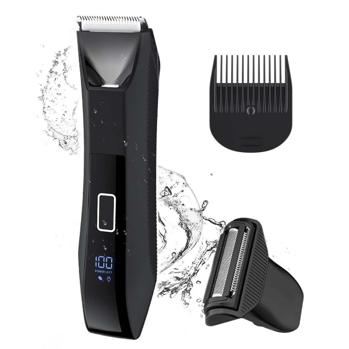 Bomic Manscape Ball Trimmer - 2-In-1 Groin & Body Hair Shaver, Waterproof, Led Display, Lightweight