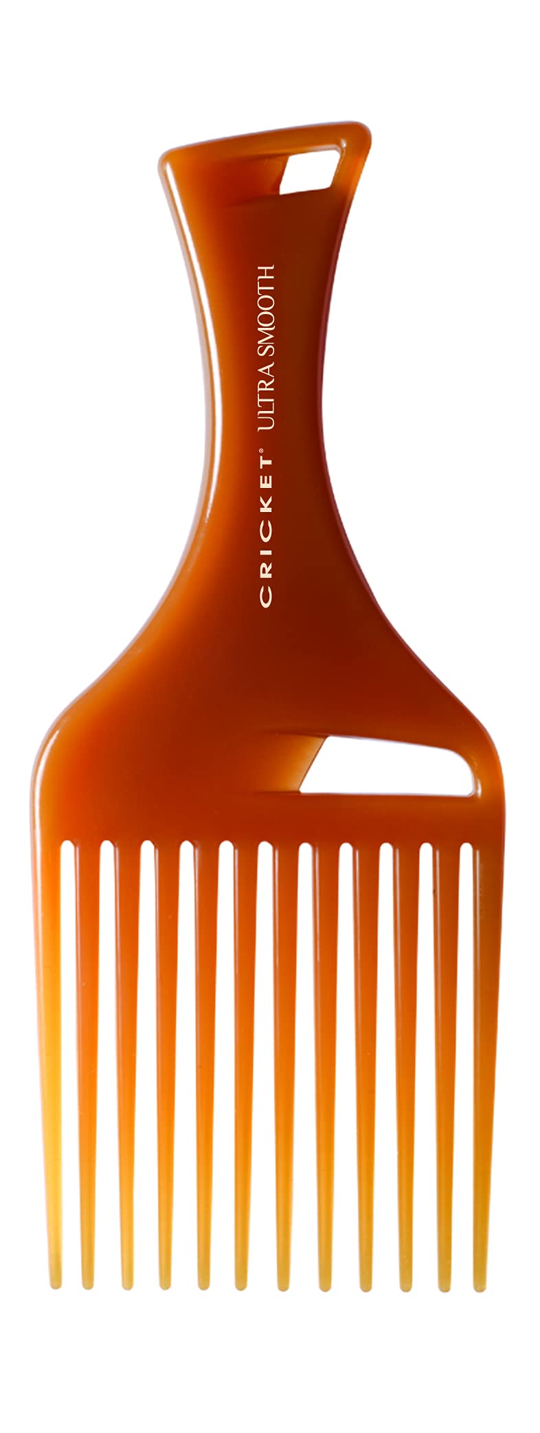 Cricket Ultra Smooth Hair Pick Comb - Detangling, Volumizing for Curly & Thick Hair, Brown