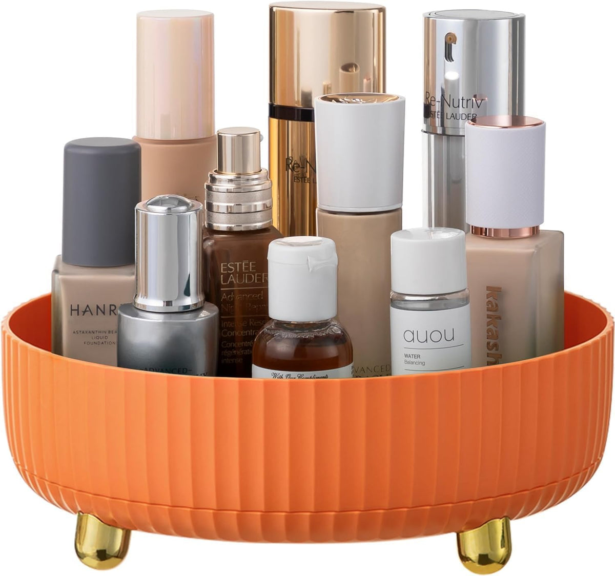 Hblife 360° Rotating Makeup Organizer - 8.6&quot; Large Capacity Perfume Holder, Orange