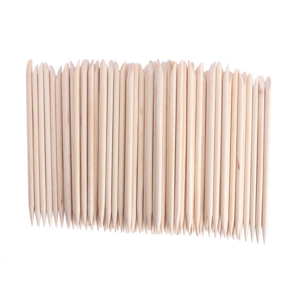 Beauticom Cuticle Pusher Sticks - Double Sided Birchwood Remover For Manicure & Pedicure (100 Pcs)