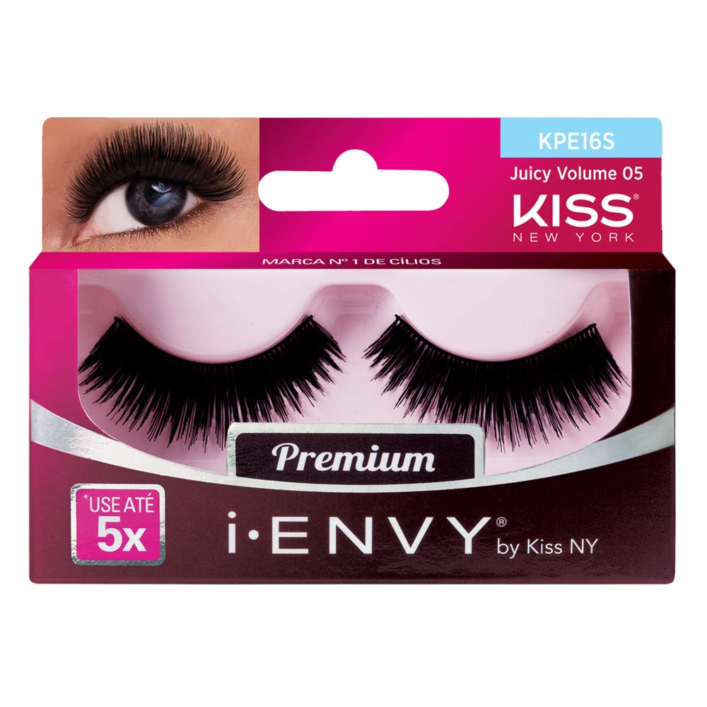 Kiss I Envy Juicy Volume 05 Lashes - Black Human Hair, 1 Pack, Dramatic Volume