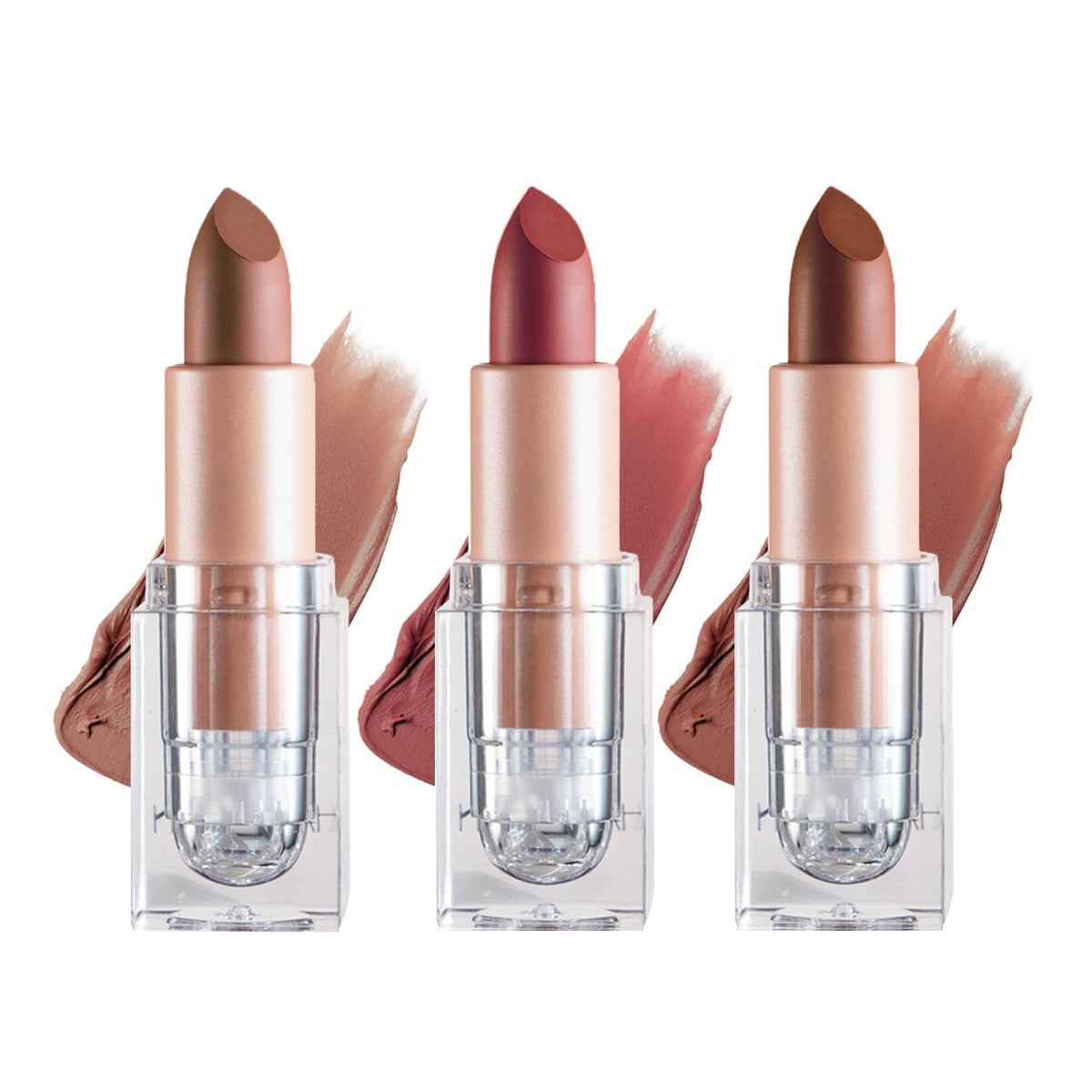 Ionsgako Matte Nude Lipstick Set - 3Pcs Long Lasting Waterproof Lip Gloss For Daily Makeup