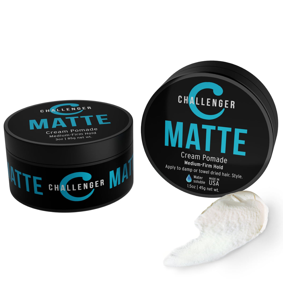 Challenger Matte Cream Pomade Combo - Medium Hold, Shine-Free, Travel-Friendly Hair Gel, 2-Pack