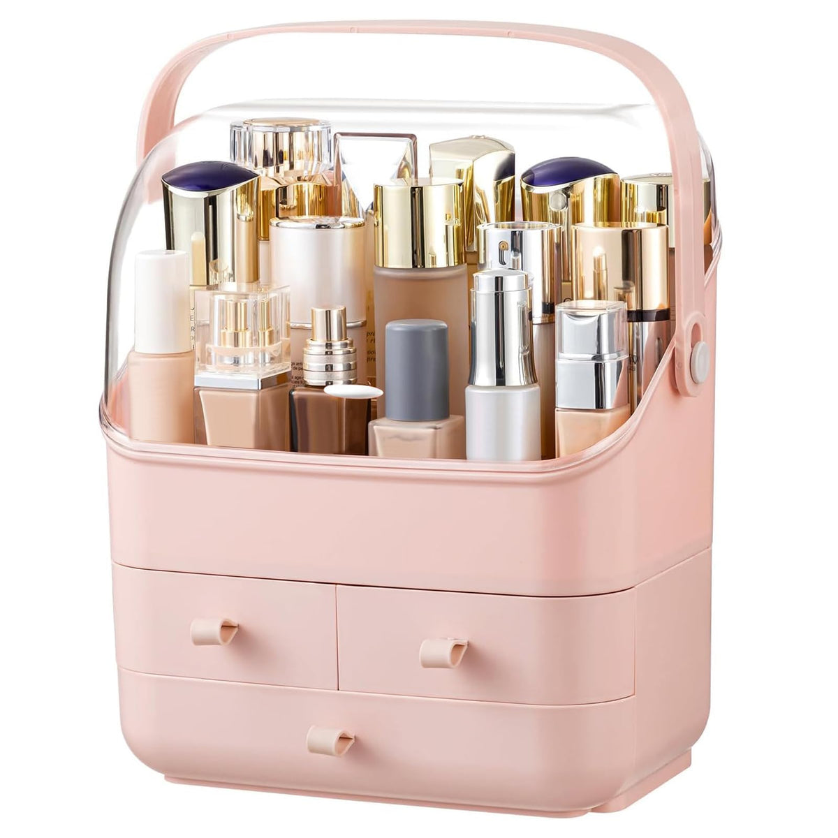 Hblife Pink Waterproof Makeup Organizer - Dustproof Cosmetic Storage & Skincare Display Box