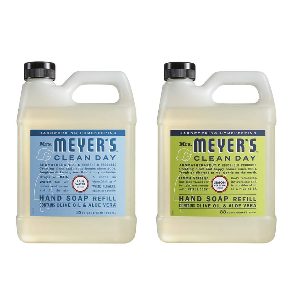 Mrs. Meyer'S Clean Day Hand Soap Refill Variety Pack - Lemon Verbena & Rain Water, 66 Fl Oz