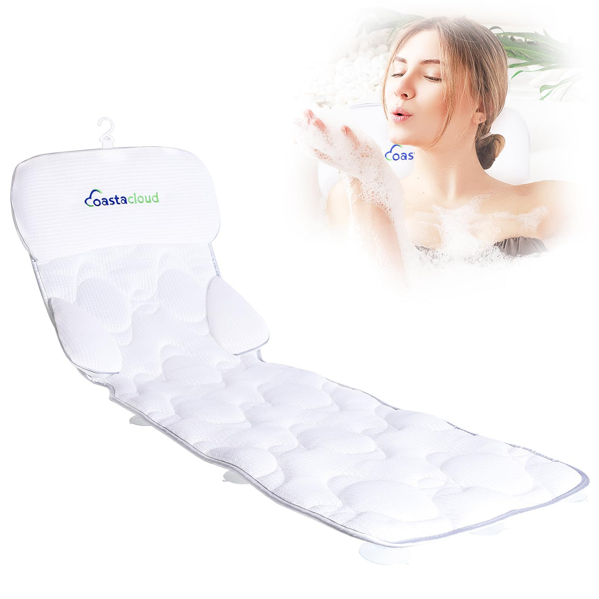 Coastacloud Full Body Bath Pillow - Luxury Cushion With Suction Cups For Ultimate Comfort