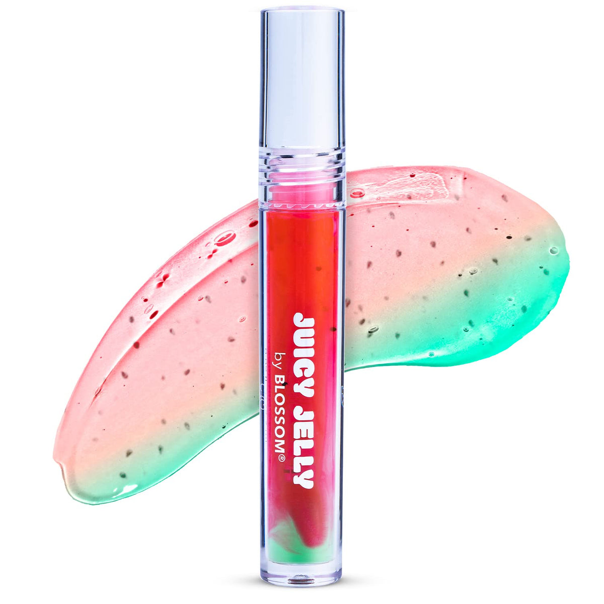 Blossom Juicy Jelly Lip Care Oil - Watermelon Flavor, 0.09 Fl Oz, Nourishing With Doe Foot Wand