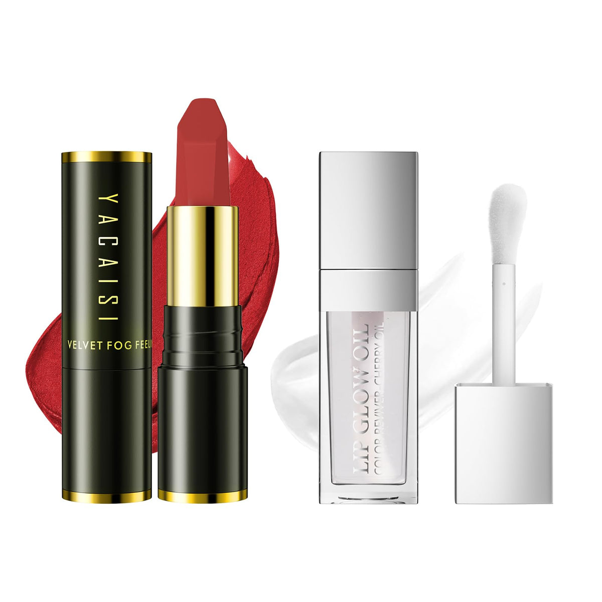 Yanqina 2-In-1 Silky Velvet Lipstick Set - Waterproof Matte & Moisturizing Lip Balm, Retro Red