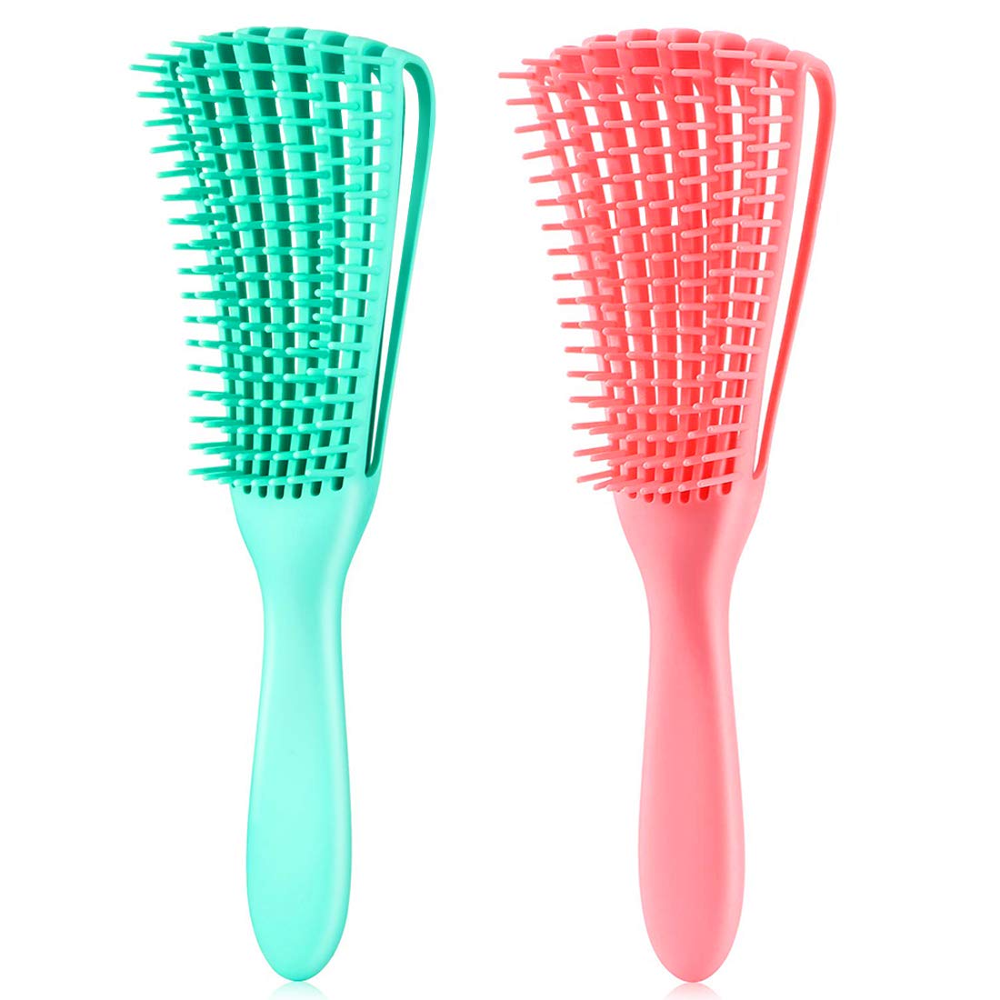 A.Dasher Detangling Brush For Afro Hair, 2 Pcs Green-Pink, Kinky Curly Wet Dry Comb