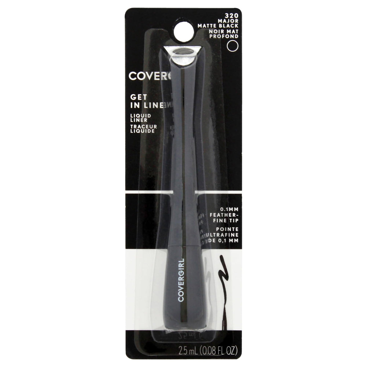 Covergirl Get In Line Liquid Eyeliner, Black Crystal, Quick-Dry, Long Lasting, Feather-Fine Tip