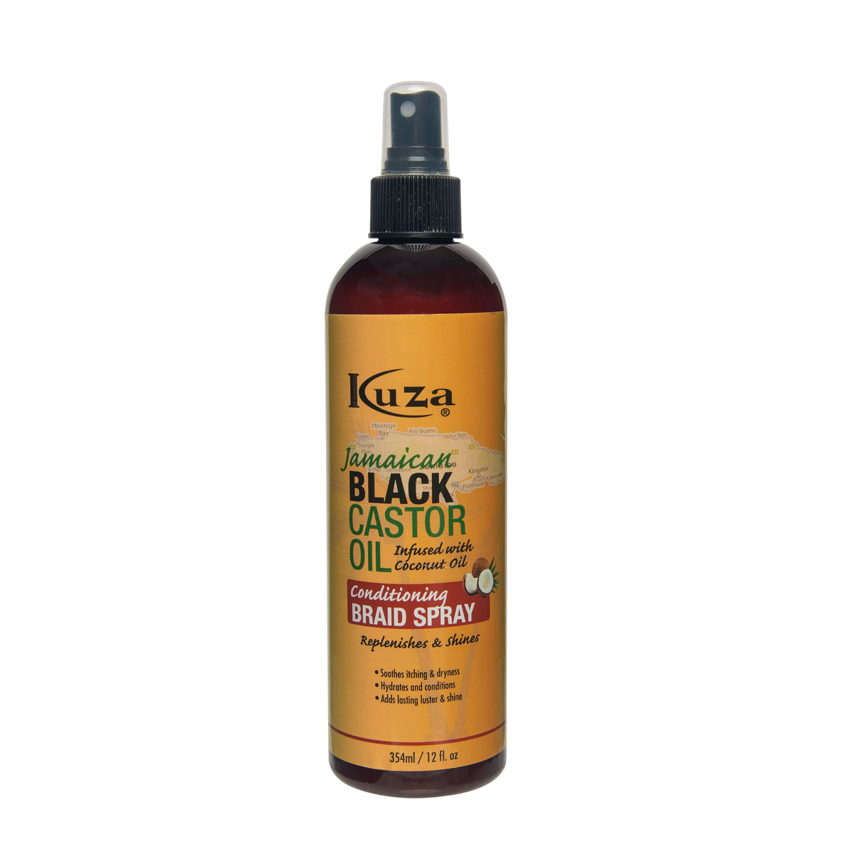 Kuza Jamaican Black Castor Oil Braid Spray, 12Oz - Nourishing Hair Care For Braids And Locs