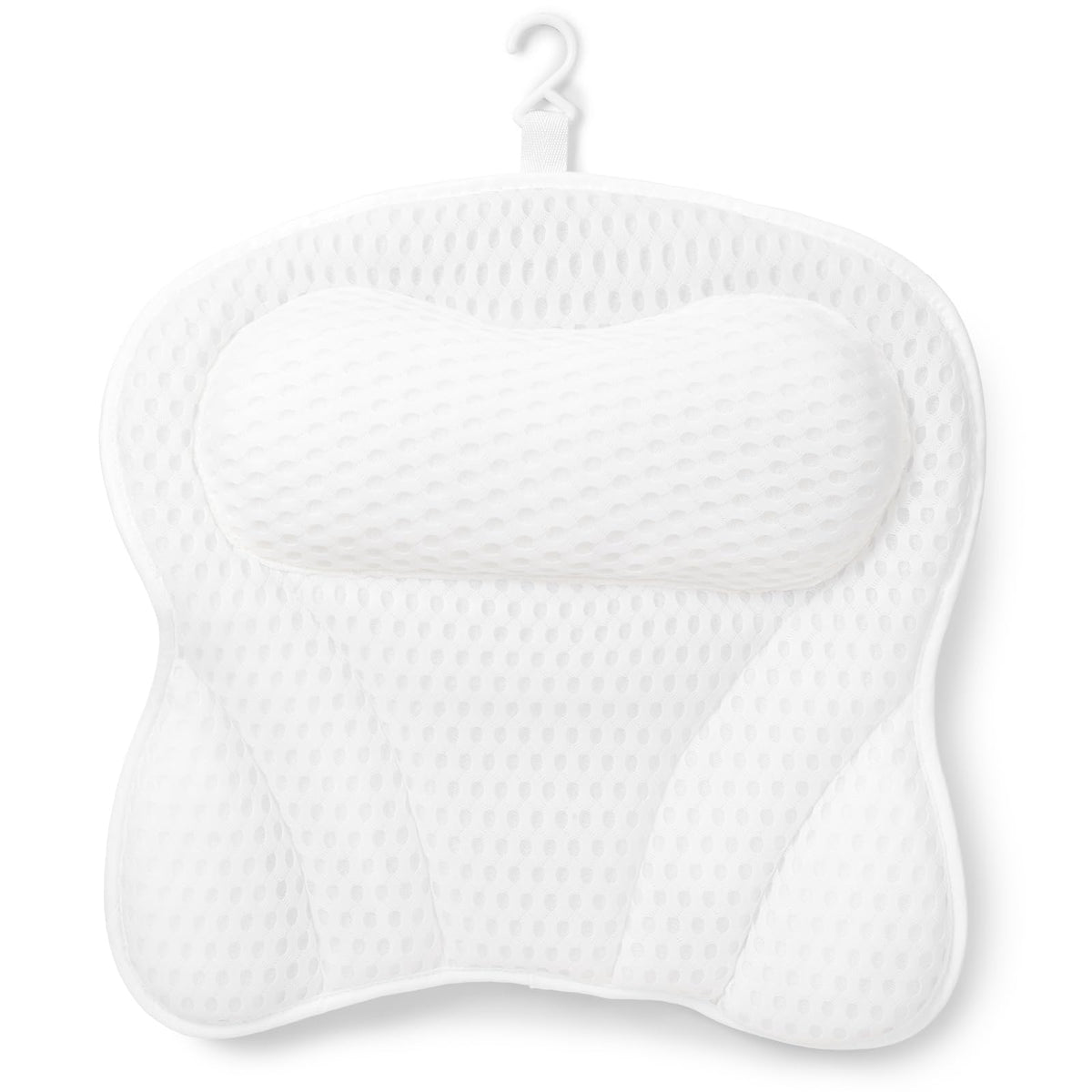 Vouchmind Luxury Bath Pillow For Head & Neck Support - Non-Slip Spa Cushion, White Mesh