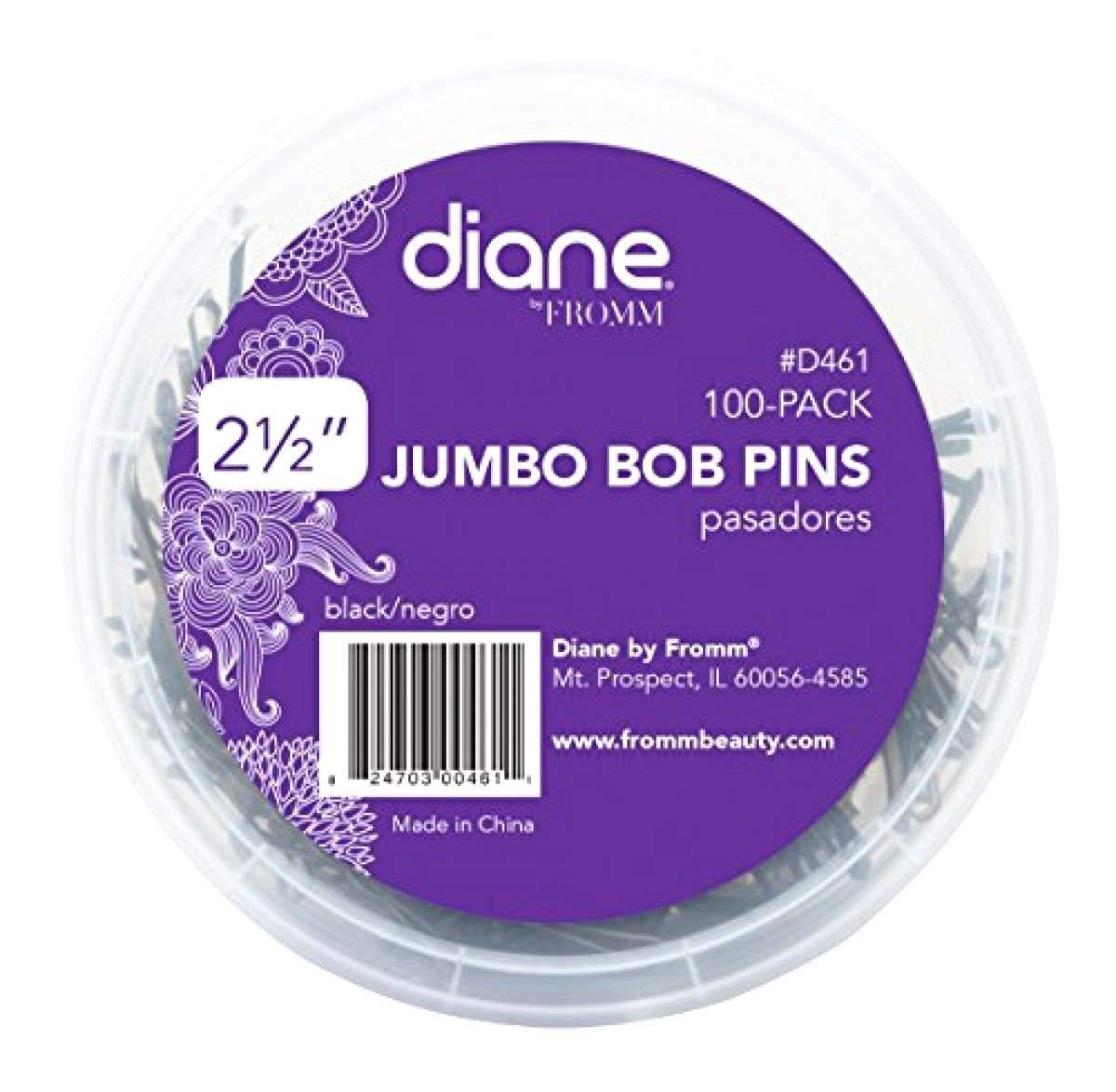 Diane Jumbo Pins, 100 Count Black Rubber Hairpins For Hair Styling And Updos