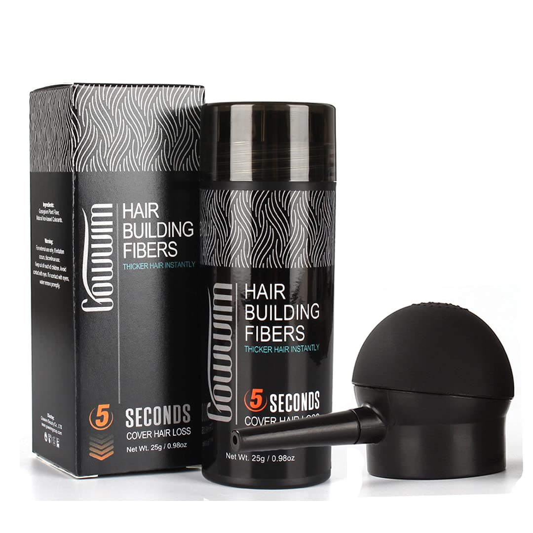 Gowwim Hair Thickening Fibers Kit - Keratin Building Fibers & Spray For Dark Brown Hair