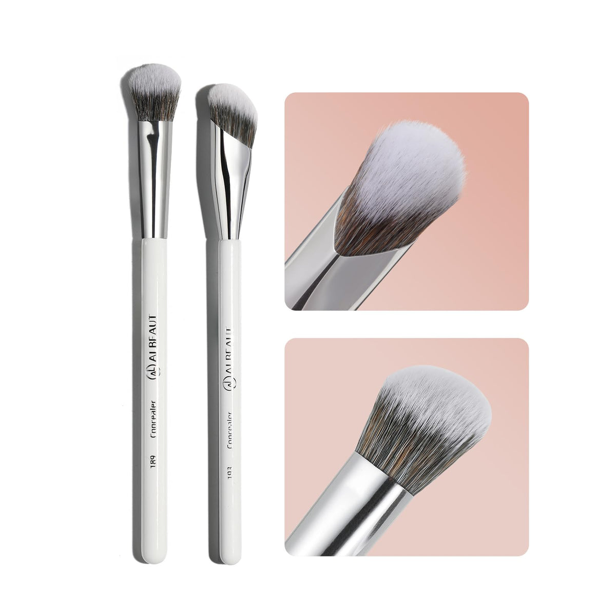 Albeaut Angled Under Eye Brightening Concealer Makeup Brushes Set - Wood, White