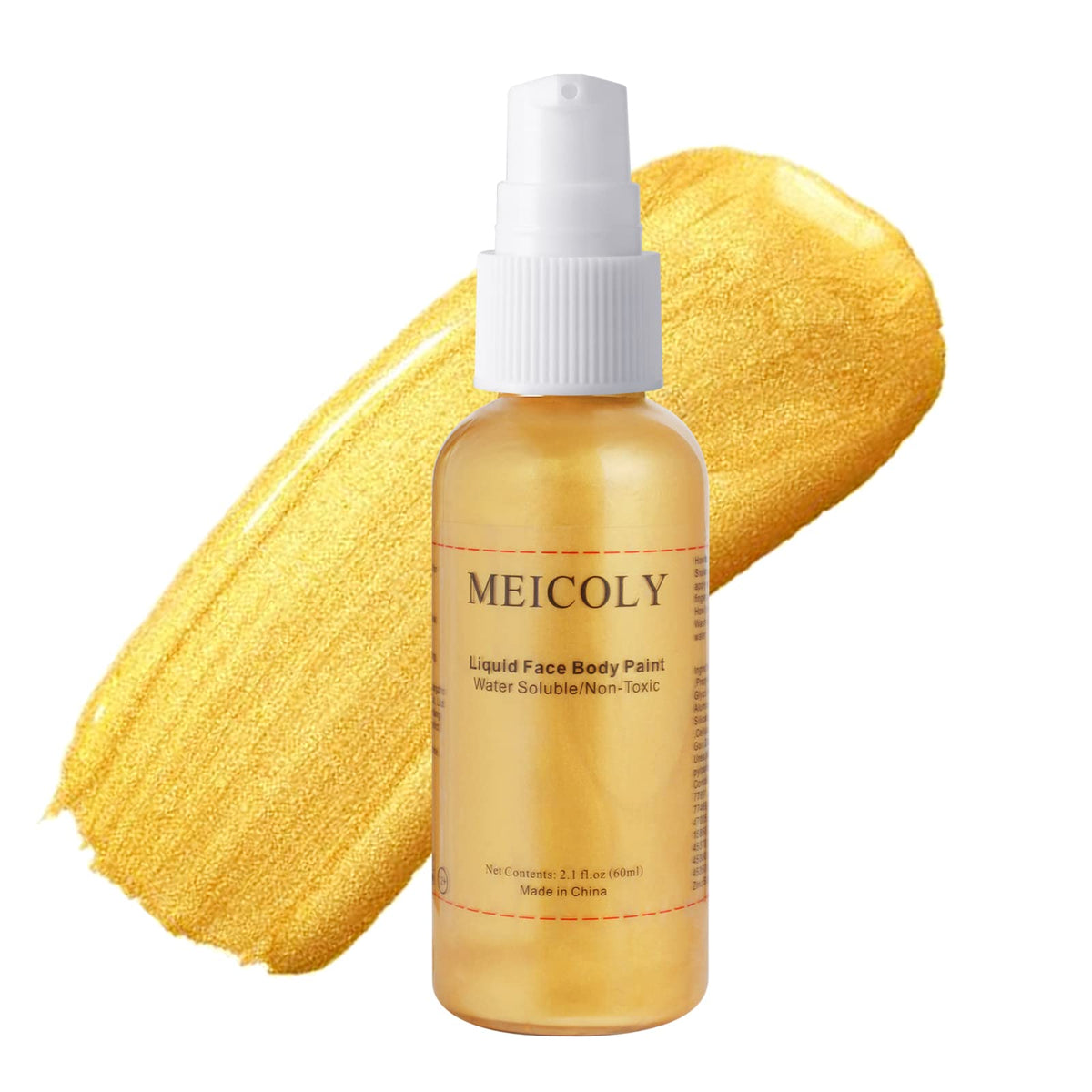 Meicoly Gold Face Body Paint - 2.1Oz Smudge-Proof Water-Based Makeup For Halloween & Christmas