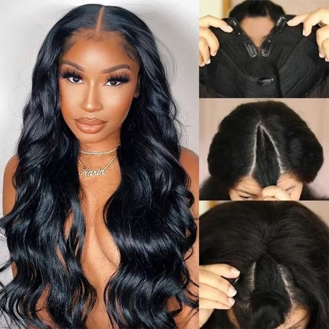 UNICE 22&quot; V-Part Body Wave Glueless Human Hair Wig - No Leave Out, Beginner Friendly